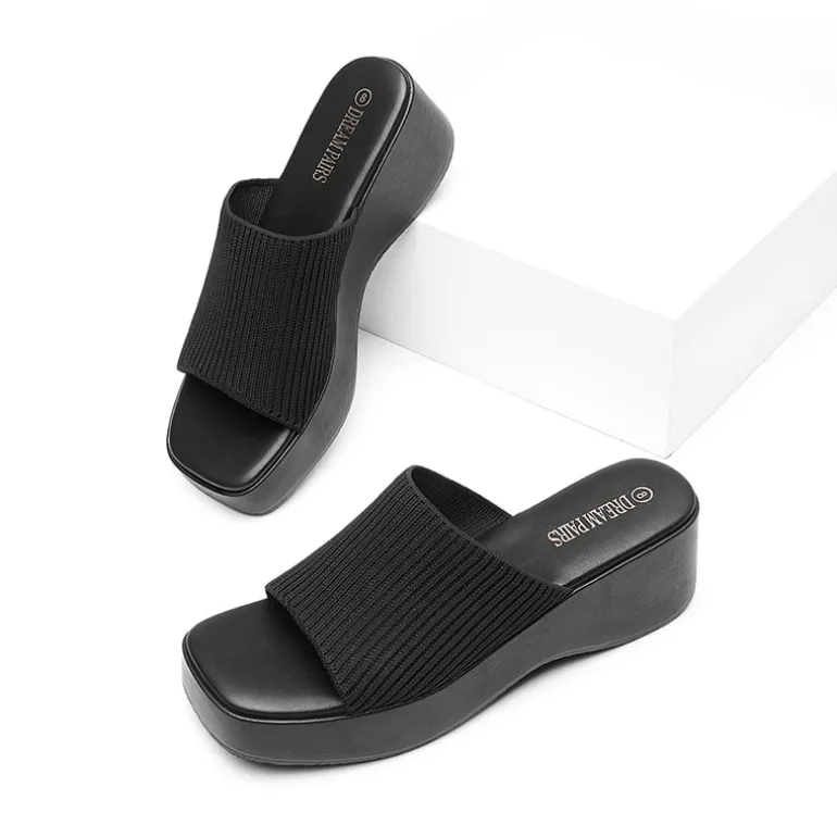 Slip on Knitted Flatform Sandals