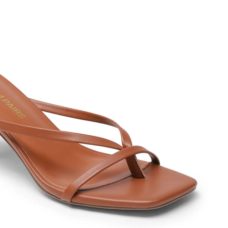 Slip-On Square Toe Thong Heeled Sandals