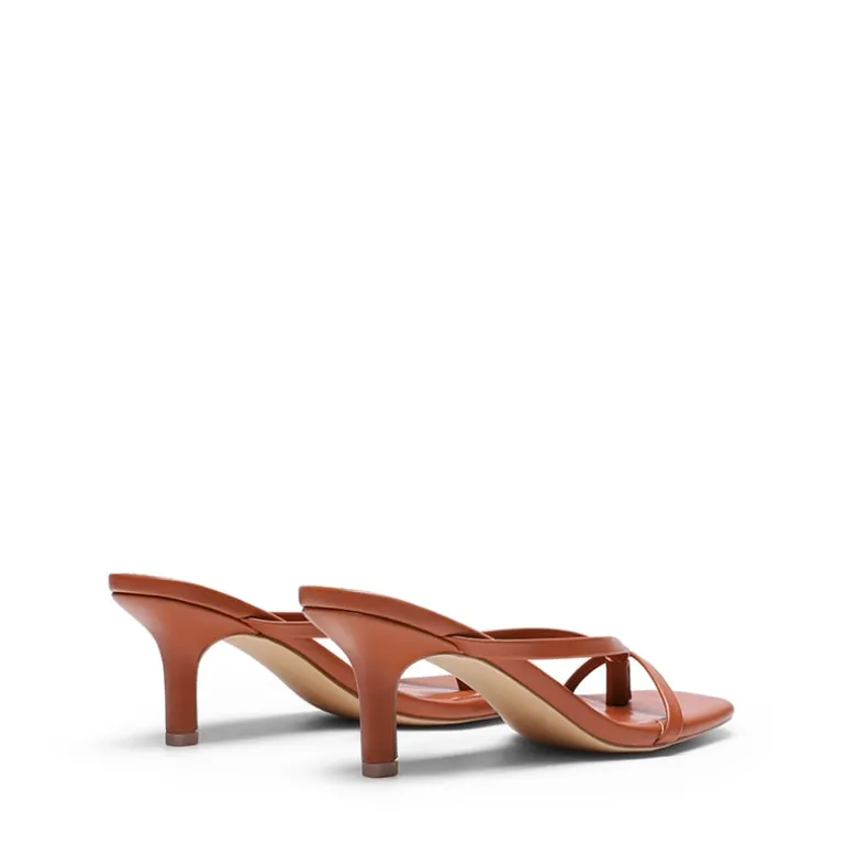 Slip-On Square Toe Thong Heeled Sandals