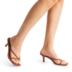 Slip-On Square Toe Thong Heeled Sandals