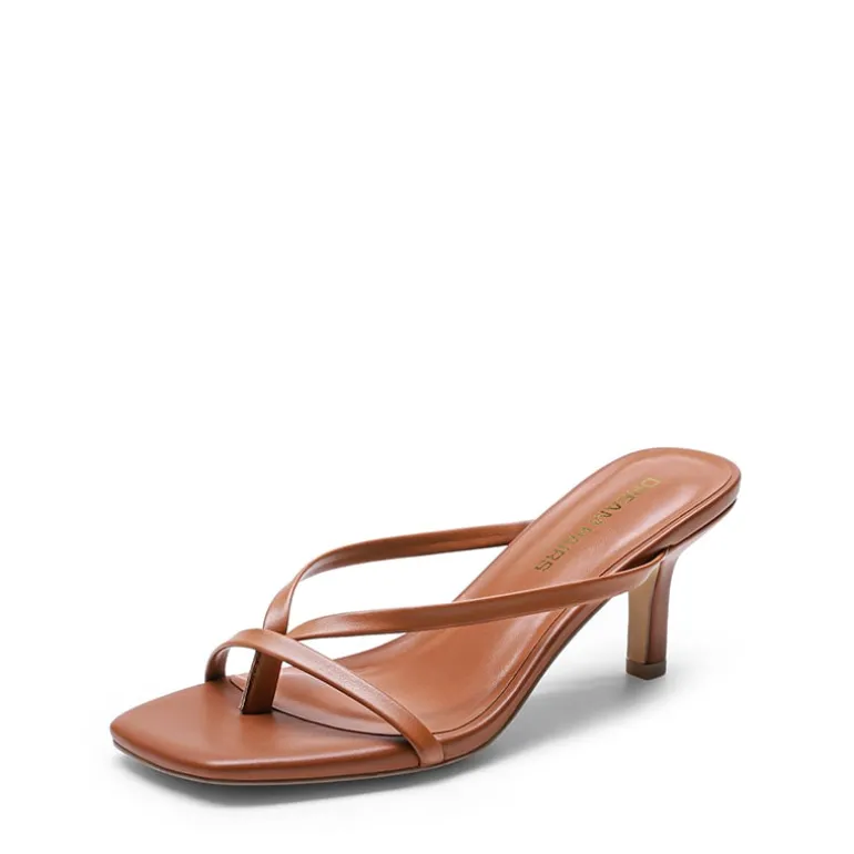 Slip-On Square Toe Thong Heeled Sandals