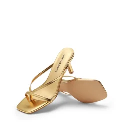 Slip-On Square Toe Thong Heeled Sandals
