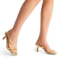 Slip-On Square Toe Thong Heeled Sandals