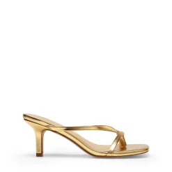 Slip-On Square Toe Thong Heeled Sandals