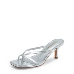 Slip-On Square Toe Thong Heeled Sandals
