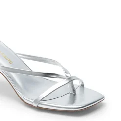 Slip-On Square Toe Thong Heeled Sandals