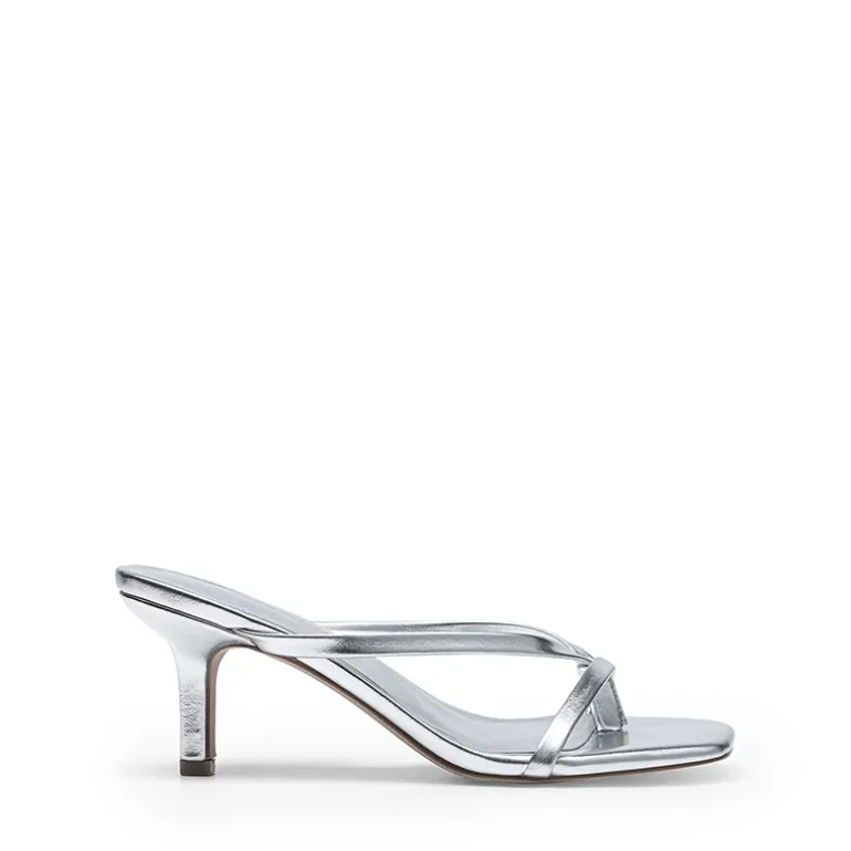 Slip-On Square Toe Thong Heeled Sandals