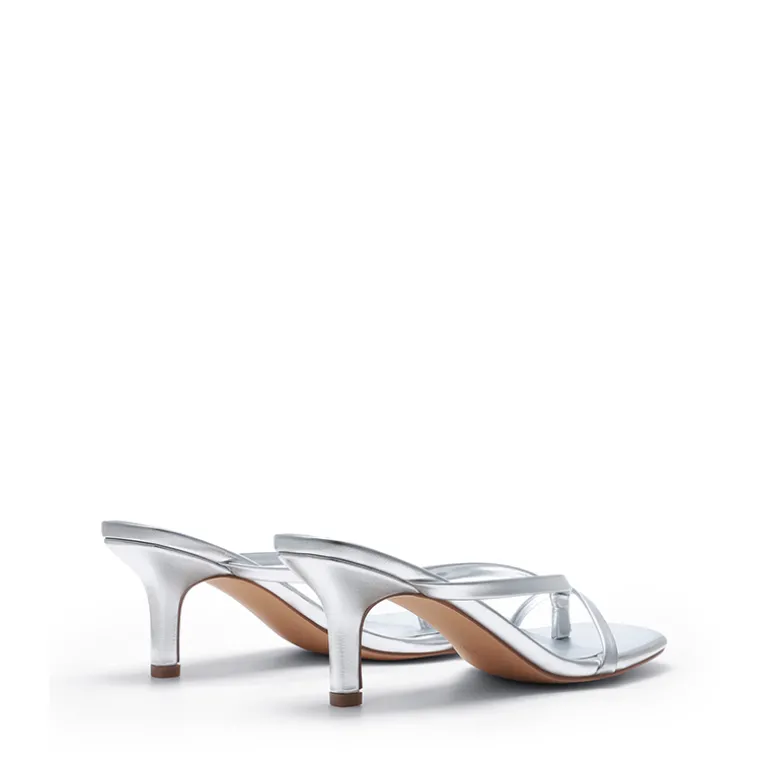 Slip-On Square Toe Thong Heeled Sandals