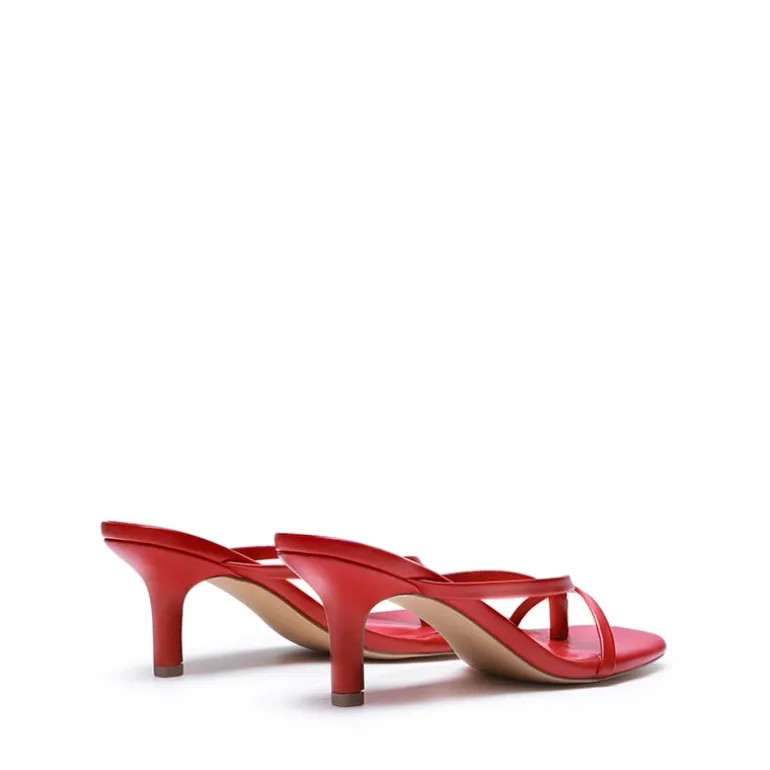 Slip-On Square Toe Thong Heeled Sandals