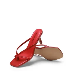 Slip-On Square Toe Thong Heeled Sandals