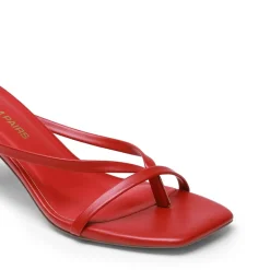 Slip-On Square Toe Thong Heeled Sandals