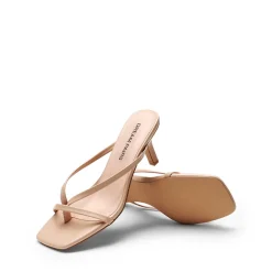 Slip-On Square Toe Thong Heeled Sandals