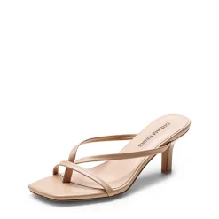Slip-On Square Toe Thong Heeled Sandals
