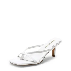 Slip-On Square Toe Thong Heeled Sandals