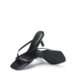 Slip-On Square Toe Thong Heeled Sandals