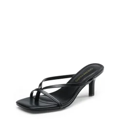 Slip-On Square Toe Thong Heeled Sandals
