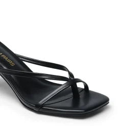 Slip-On Square Toe Thong Heeled Sandals