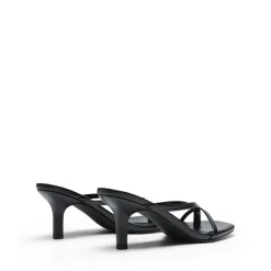 Slip-On Square Toe Thong Heeled Sandals