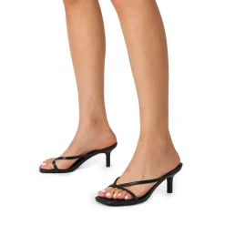 Slip-On Square Toe Thong Heeled Sandals