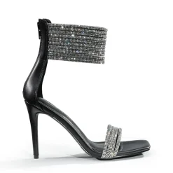 Sparkling Rhinestone Straps Heeled Sandals
