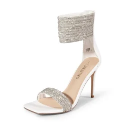 Sparkling Rhinestone Straps Heeled Sandals