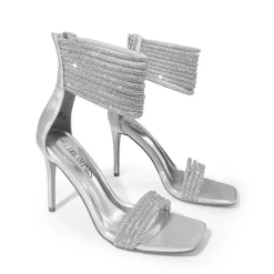 Sparkling Rhinestone Straps Heeled Sandals