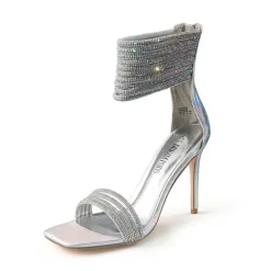 Sparkling Rhinestone Straps Heeled Sandals