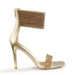 Sparkling Rhinestone Straps Heeled Sandals