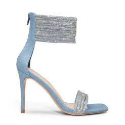 Sparkling Rhinestone Straps Heeled Sandals
