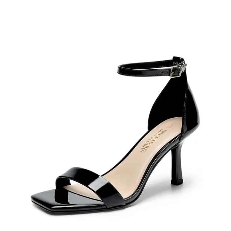 Square Toe Ankle Strap Heels