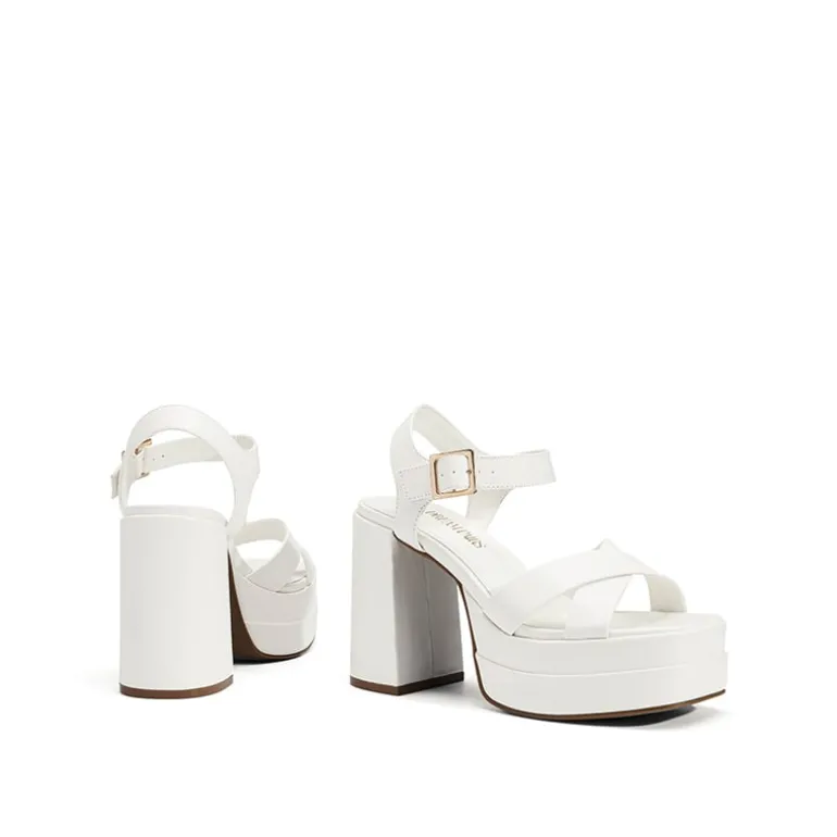 Square Toe Ankle-Strap Platform Chunky Heel Sandals