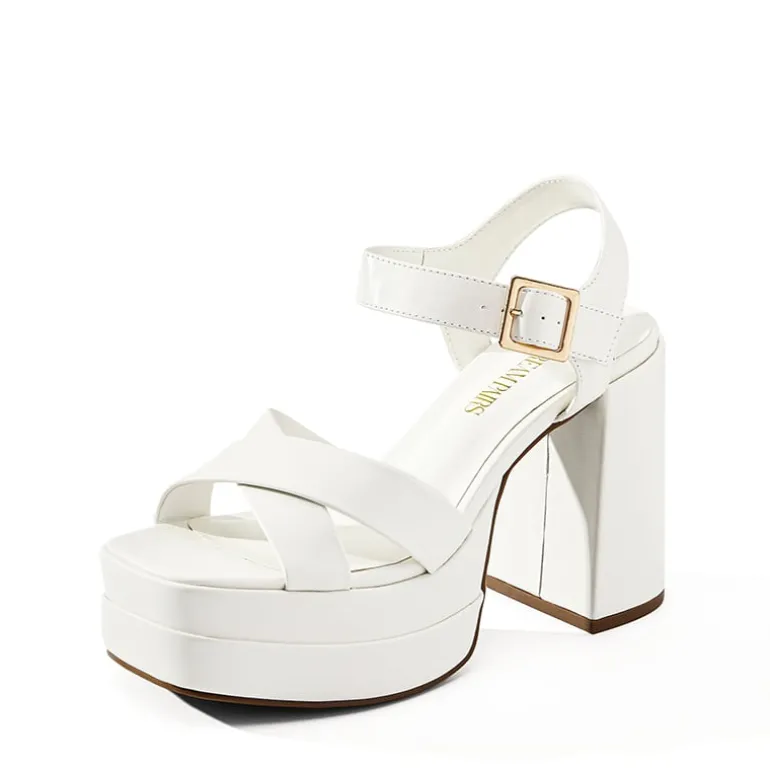 Square Toe Ankle-Strap Platform Chunky Heel Sandals