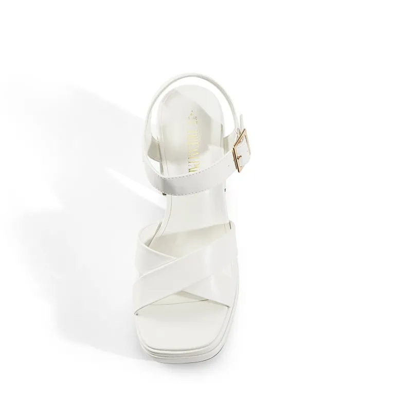 Square Toe Ankle-Strap Platform Chunky Heel Sandals