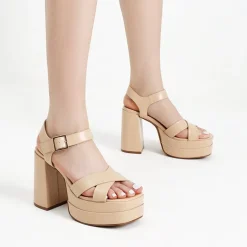 Square Toe Ankle-Strap Platform Chunky Heel Sandals