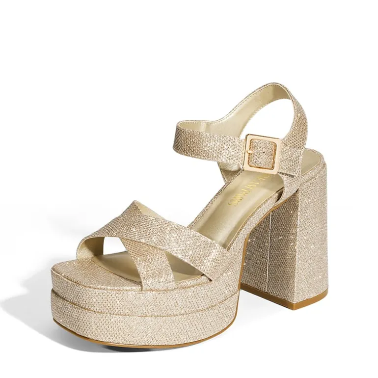 Square Toe Ankle-Strap Platform Chunky Heel Sandals