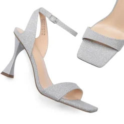 Square Toe Ankle Strap Stilettos Sandals