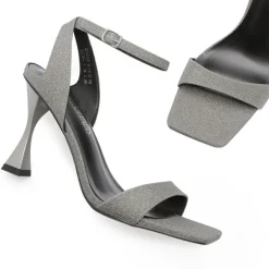 Square Toe Ankle Strap Stilettos Sandals