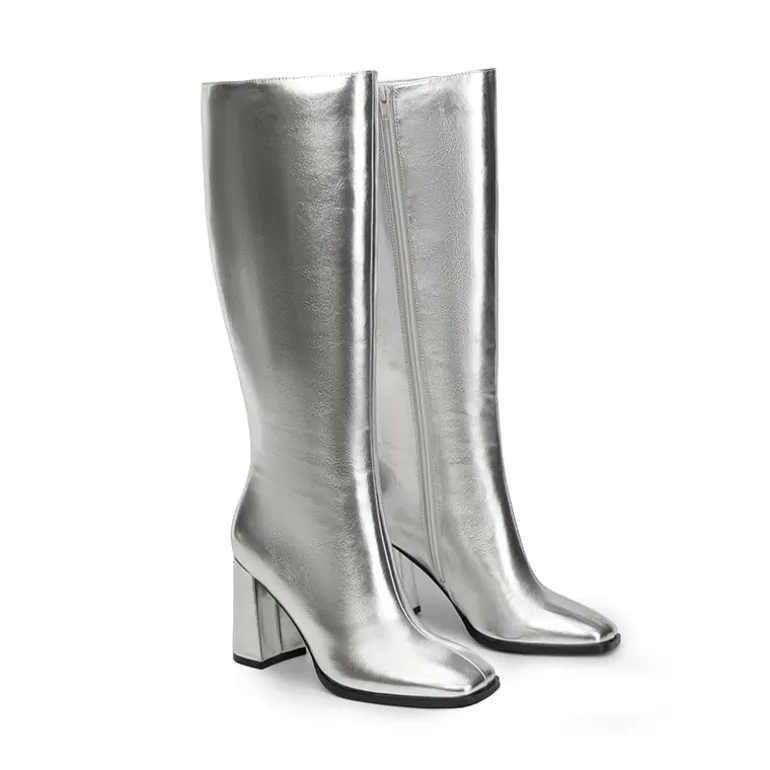 Square Toe Block Heel Knee-high Boots