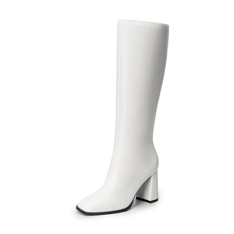 Square Toe Block Heel Knee-high Boots