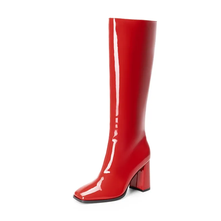 Square Toe Block Heel Knee-high Boots