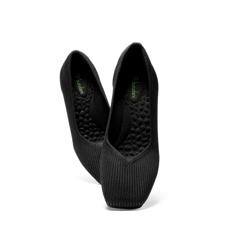 Square Toe Block Heel Knit Pumps