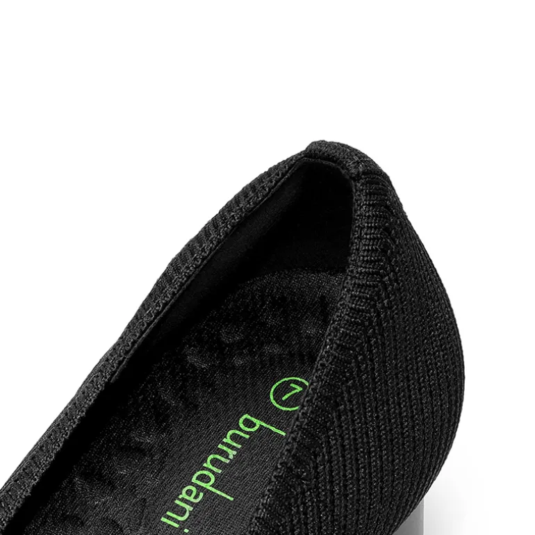 Square Toe Block Heel Knit Pumps