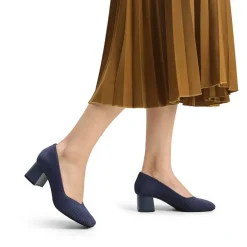 Square Toe Block Heel Knit Pumps