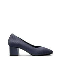 Square Toe Block Heel Knit Pumps