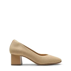 Square Toe Block Heel Knit Pumps