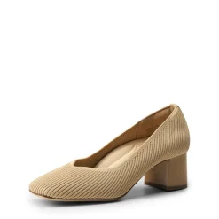 Square Toe Block Heel Knit Pumps