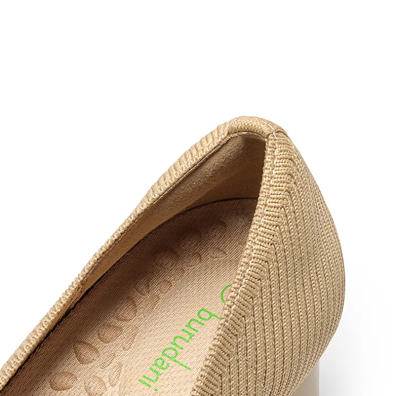 Square Toe Block Heel Knit Pumps