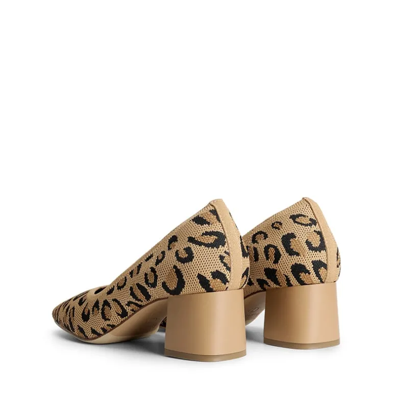 Square Toe Block Heel Knit Pumps