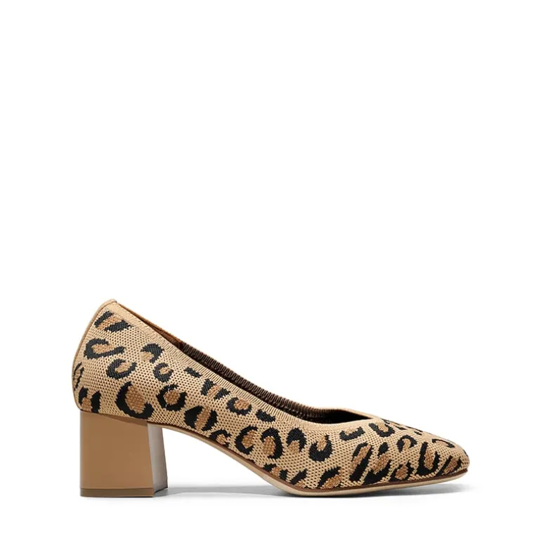Square Toe Block Heel Knit Pumps