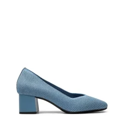 Square Toe Block Heel Knit Pumps